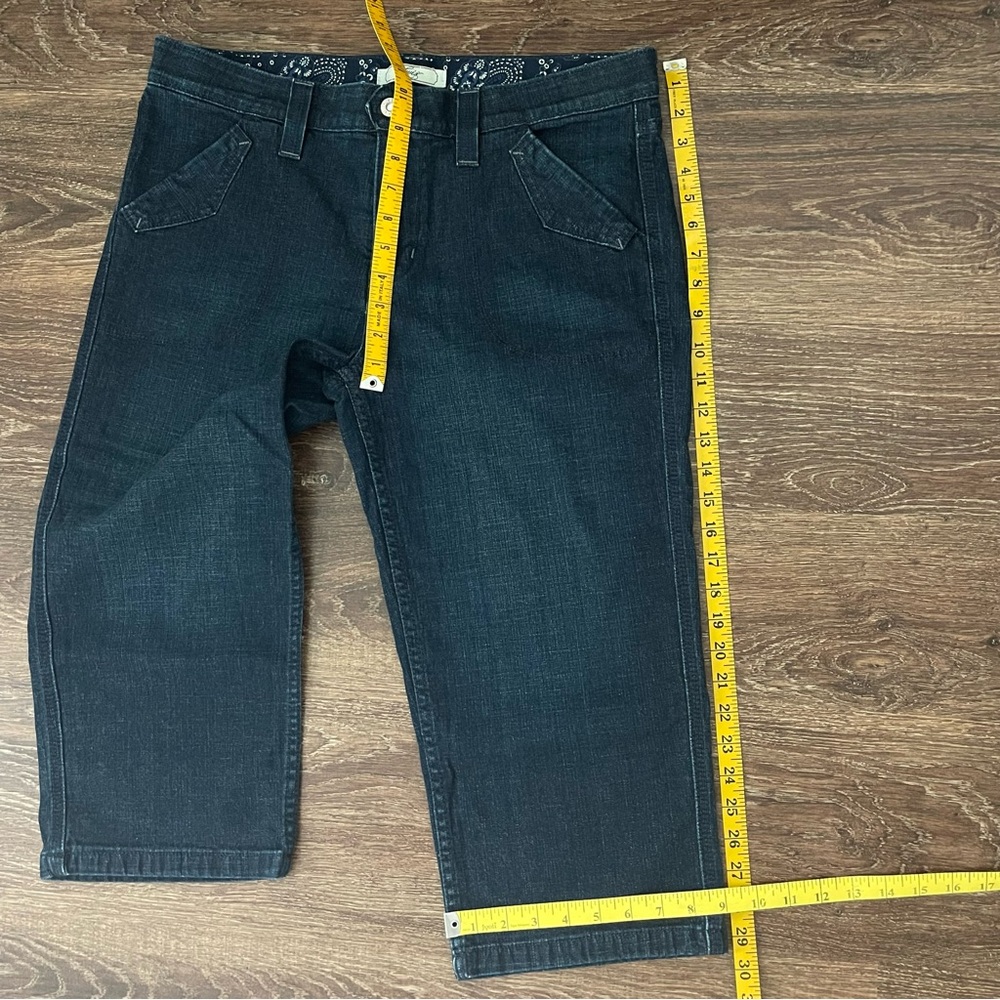 Levi's Red Tab Dark Blue Denim Wide Leg Cropped Capri Jeans Women’s Size 14 - Picture 10 of 12